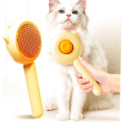 AIIONP Magic Pet Comb, Pet Grooming Brush, Cat and Dog Brush for Shedding, Pet Massage Cleaning Slicker Brushes for Dogs Cats, Shedding Brush for Short or Long Haired Cat Dogs Tangled Hair (Yellow)