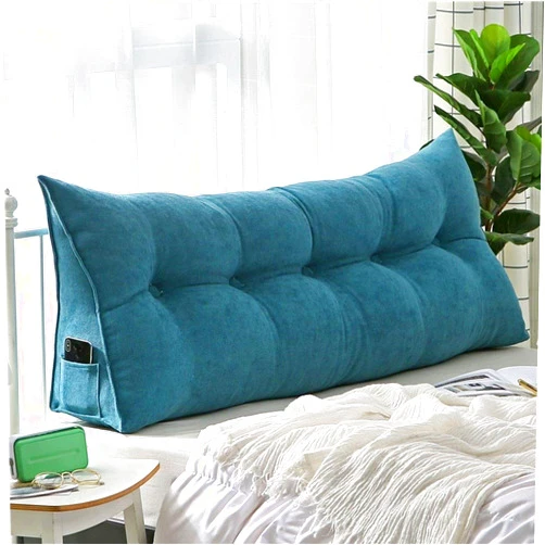 ZHNALIUS Large Soft Comfortable Backrest Headboard King Cushion Pillow for Reading Rest in Twin Bed，Breathable Triangular Wedge Support Positioning backand Back Waist Wall Pillow with Washable Cove