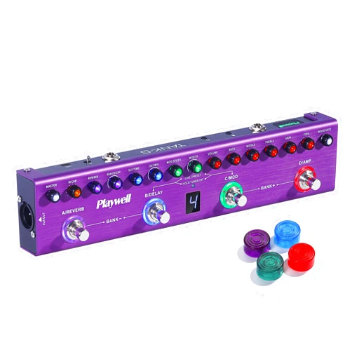 Playwell Multi Effects Guitar Pedal TANK-G,Digital Electric Guitar Effector with 36 Editable Presets,Chorus,Delay,Reverb,MOD,IR Loading,Recording,Tuner,Built-in battery,BT connection