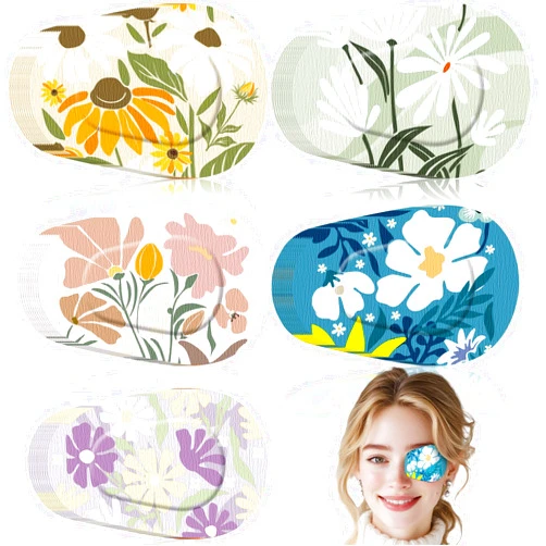 Geiserailie 50 Pcs Disposable Eye Patches for Adults with 5 Styles Vintage Boho Flower Designs Gentle Removal Eyepatches Adhesive Eyepatches for Lazy Eye Women Girl Gift