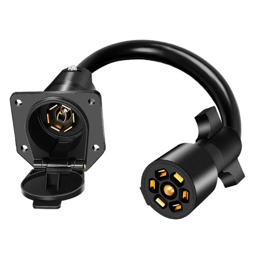 Anayguto 7 Pin Trailer Extension 1FT, Gooseneck Hitch 7 Way Trailer Plug Extension Heavy Duty 7 Pin Trailer Plug, Pure Copper Male-to-Female 7 Blade Trailer Connector for Rv Truck, Camper