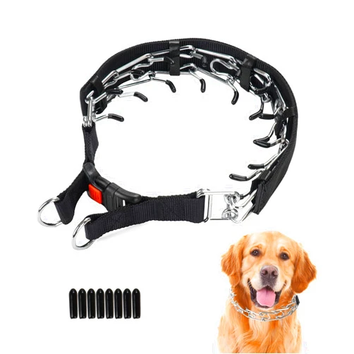Wiotar Dog Prong Training Collar, Dog Choke Pinch Collar with Comfort Tips and Quick Release Snap Buckle for Small Medium Large Dogs (Packed with 8 Extra Tips)