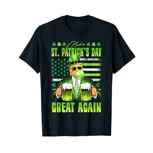 Trump Make St Patrick's Day Great Again Shirt Trump Make St Patrick's Day Great Again Shamrock Trump T-Shirt