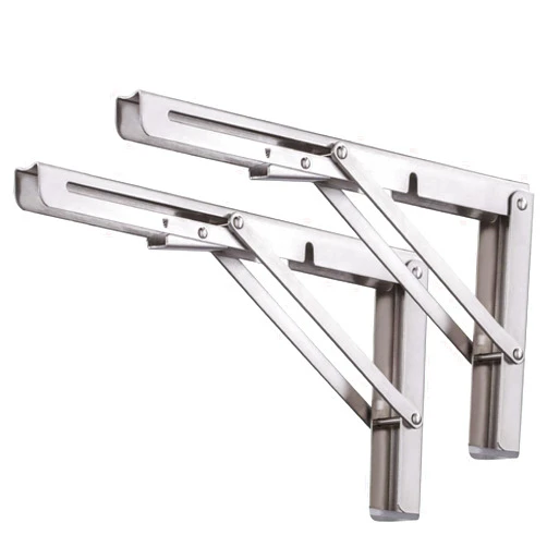 Pynsseu Folding Shelf Brackets 16 Inch, Pynsseu Heavy Duty Stainless Steel Collapsible Wall Mounted Shelf Bracket for DIY Table Work Bench, Space Saving DIY Wall Bracket, 2 Pack