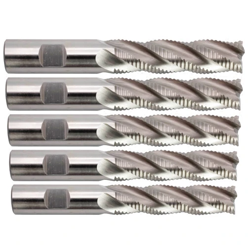 CME Tools CME 5 pcs M42 Cobalt Roughing End Mills, Square Nose, Fine Pitch, Bright (Uncoated) Finish, 5/8