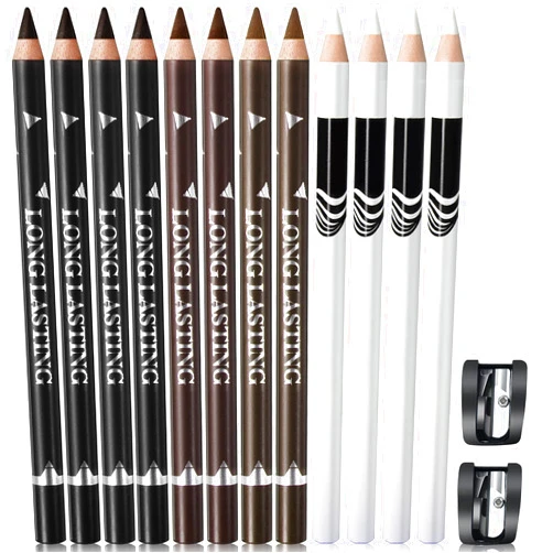 NewBang 12PCS Barber Pencil Hairline Pencils Beard Guide Beard Outliner Pencils with Sharpener,Hairline Outliner Pencil and Beard Shaping Pencils for Men&Women(Black,White,Dark Brown,Light Brown)