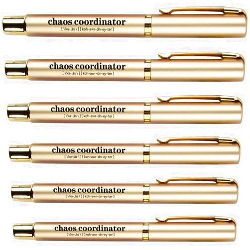 Deutrnew Chaos Administrator Gift,6 Pack Gold Neutral Pens Gifts for Women Men,Thanks Present for Coworker/Manager/Teacher/Boss Lady/Office/Mother/Wedding Planner.
