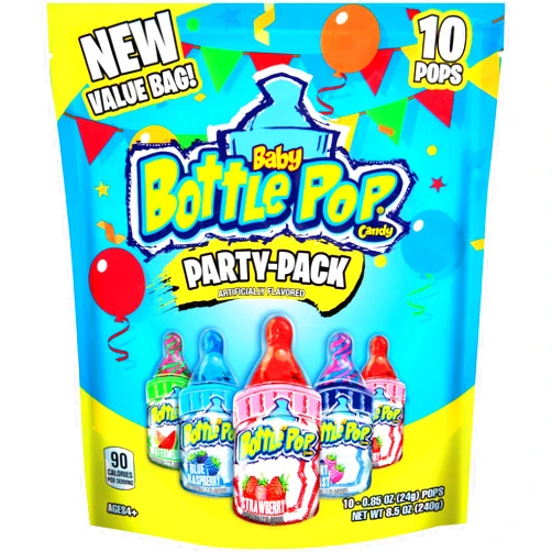 Baby Bottle Pop Candy Lollipops - Bulk Candy Variety Party Pack - 10 Count Lollipops w/ Powdered Sugar Dip in Assorted Fruity Candy Flavors - Bulk Candy for Party Favors, Birthdays, Baby Showers