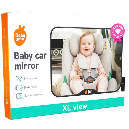 Baby Uma Baby Car Mirror – Shatterproof Backseat Accessory for Rear Facing Infant, Clear Wide View Design for Safe Travel Monitoring