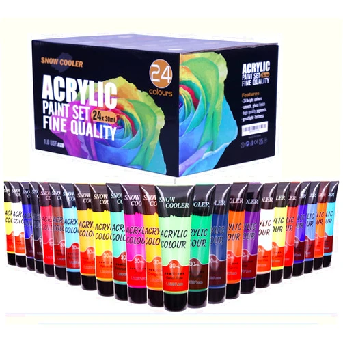 SNOW COOLER Acrylic Paint Set, 24 Colors Acrylic Paint for Artists Adults Kids, Art Craft Paint for Canvas/Rock/Stone/Ceramic/Model/Wood Painting