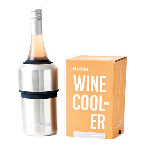 Huski Wine Chiller | Award Winning Iceless Design | Keeps Wine Cold up to 6 Hours | Wine Accessory | Next Generation Ice Bucket | Fits Some Champagne Bottles | Perfect Gift for Wine Lovers (Stainless)