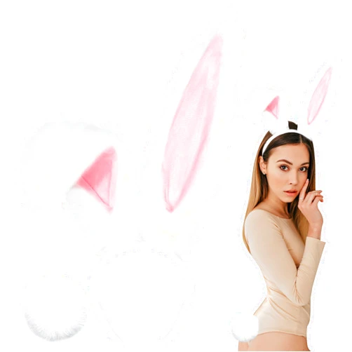 U-Goforst White Bunny Ears Headbands and Tail, Long Furry Rabbit Ear Headband, Halloween Party Cosplay Headwear Bunny Ears Costume Hair Accessories for Adult Women