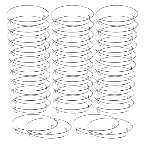 Hicarer 30 Pieces Expandable Bangle Bracelets Adjustable Silver Bracelets Wire Bangles for Jewelry Making DIY Gift Crafts