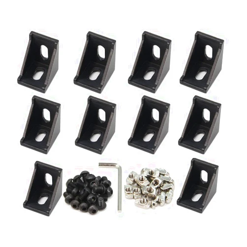 Befenybay 10PCS Extruded Aluminum Profile 3030 Corner Bracket Right Angle with Screws for 8mm Slot Aluminum Extrusion Profile 3030 Series (3030-Black-10 with Screws)