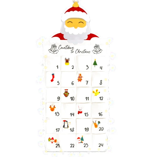 Cshare Advent Calendar 2024, Hanging Advent Calendar with Pockets Countdown to Christmas with String Lights Timer, Empty Advent Calendars to Fill Fabric Holiday Christmas Decorations
