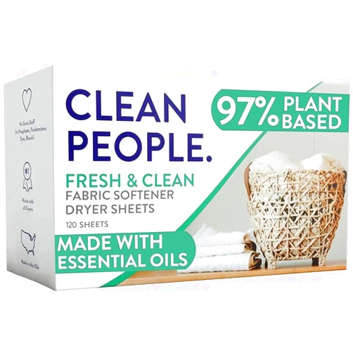 The Clean People Fabric Softener Sheets - Dryer Sheets - Softens & Removes Static Cling - Vegan Laundry Softener With Essential Oils - Fresh Scent, 120 Pack