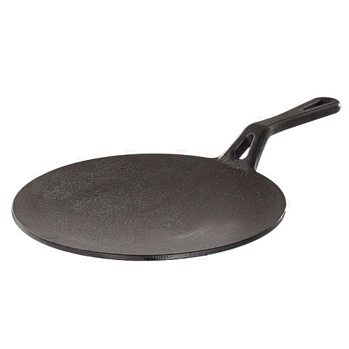 HighKind Pre-Seasoned Cast Iron Roti Tawa with Long Handle, Iron Tawa for Roti/Chapathi/Paratha/Fulka (10 Inches / 25 cm)