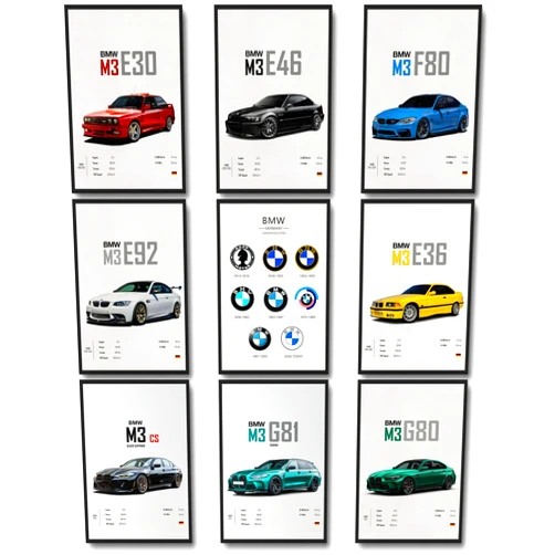 dazongweihan 9pcs Super Car Posters for Boys Room, Racing Car Wall Art for Men Guys, Sports Car Wall Decor, Race Cars Pictures Wall Decor for Bedroom Dorm Man Cave (Unframe,8x12inch) (R1)