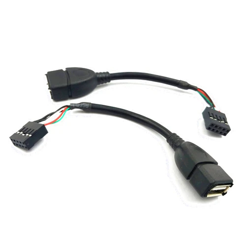 Duttek USB Header to USB Cable,Motherboard USB 2.0 Adapter Cable, USB 2.0 Type A Female to Dupont 9 Pin Female Header Motherboard Cable Cord (2-Pack 0.1M)