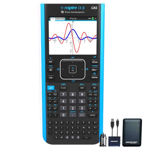 Certified Brands Texas Instruments TI-Nspire CX II CAS Graphing Calculator | Color Screen, 8 Built-in Apps, Python Programming, Included Software, for Math, Science and Finance | Signature Series Power Bundle