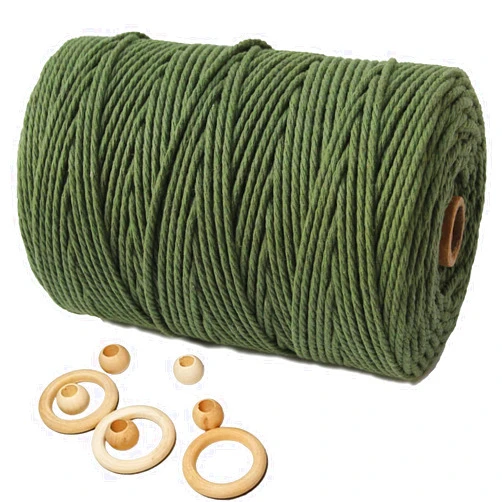 ARTKKAKU Macrame Cord 3mm 109 Yards Olive Green, Colored Natural Cotton Macrame Cords 4 Strands Twisted for Macrame Wall Hanging, DIY Craft Knitting, Plant Hangers,Christmas and Wedding Decor,\