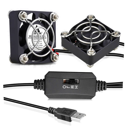 GDSTIME 2-Pack Quiet 40mm USB Fans with 3 Speed Control, Mini 5V DC Brushless Computer Case Fan for VR Gear Raspberry Pi Cosplay Helmet Mini PC Aquarium Roku Router Cooling Ventilation