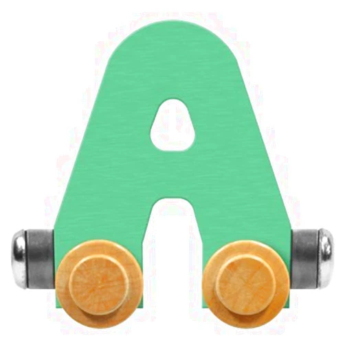 Maple Landmark NameTrain Pastel Letter Car A - Made in USA (Green)