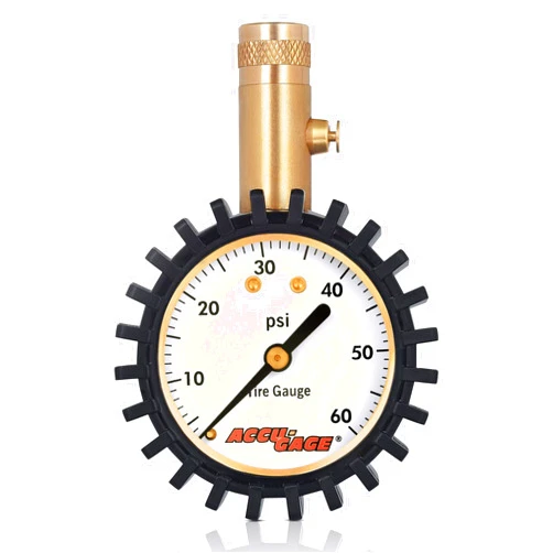 Accu-Gage Tire Pressure Gauge with Protective Rubber Guard, Straight Chuck, 60psi