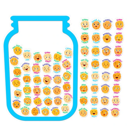 ZOIIWA 73 PCS Magnetic Clever Cookies Rewards Jar for Kids Smart Cookies Rewards Jar Positive Behavior Management Classroom Tools Cookies Rewards Jars for Home Classroom Kids Incentive
