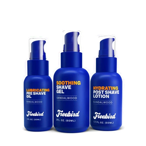 Freedom Grooming The Freebird Skin Care Bundle - Pre-Shave Oil, Shave Gel, and Aftershave Lotion in Sandalwood