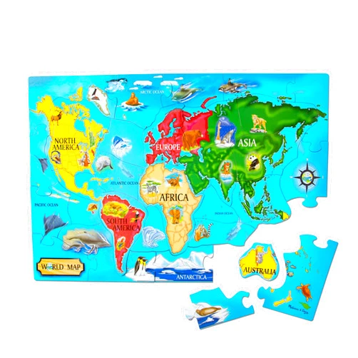 Melissa & Doug World Map Jumbo Jigsaw Floor Puzzle (33 pcs, 2 x 3 feet)