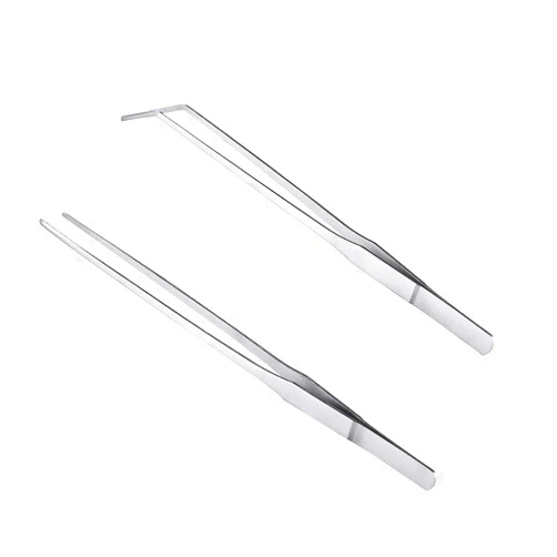 Daimay Aquarium Tweezers Stainless Steel Feeding Straight Tweezer Aqua Scaping Curved Tweezer for Fish Tank Aquatic Plants 10.6