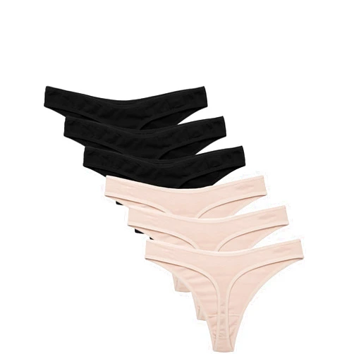 Ekouaer Womens Thongs Invisible Panties No Show Seamless Low Waist Breathable G-String Cotton Thongs 6 Pack