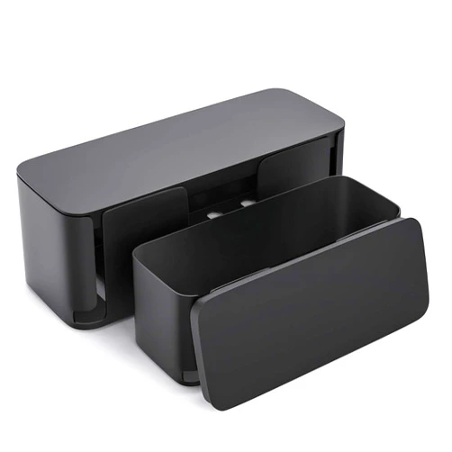 YECAYE 2 Pack Cable Management Box,Large & Medium Cable Organizer Box for Safe Home & Office Space, Child & Pet Proof Cord Organizer for Desk,Cover for Wires & Power Strips,Desk & Floor Tidy Solution