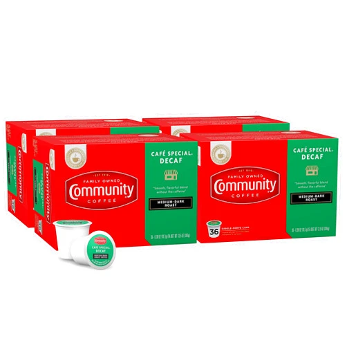 Community Coffee Café Special Decaf 144 Count Coffee Pods, Medium Dark Roast, Compatible with Keurig 2.0 K-Cup Brewers