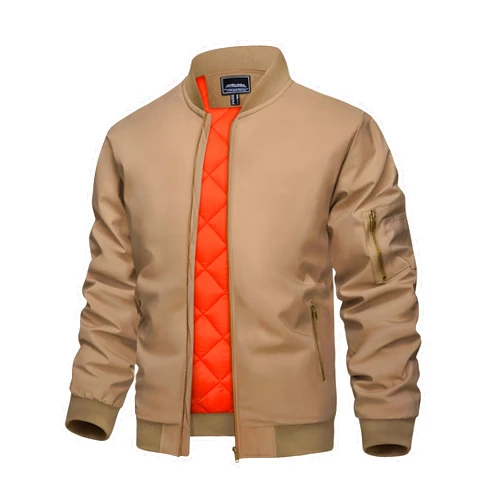 KEFITEVD Men's Jacket Casual Windproof Bomber Jackets Full Zip Windbreaker Jackets Warm Winter Padded Coats Bomber Jackets