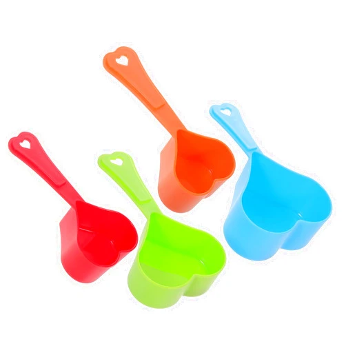 SHOWERORO 4Pcs Heart Shape Plastic Measuring Spoons Cute Cooking Spoons for Home Use Ideal for Baking and Meal Prep Heart Shaped Measurement Scoop