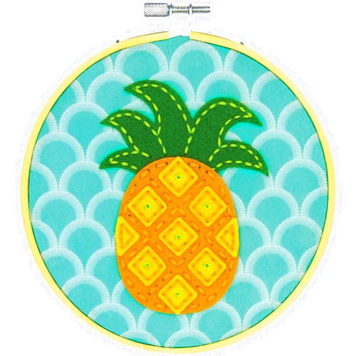 Dimensions Needle Craft Pineapple Wool Felt Applique Embroidery Craft Kit, 6''
