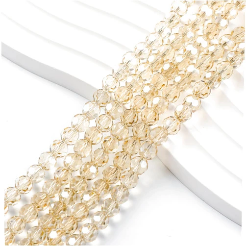 Novborcz 450PCS 6MM Boutique Champagne Round Crystal Glass Beads for Jewelry Making,Novborcz Glass Beads Faceted Rondelle Beads DIY Glass Crystal Beads for Bracelets Necklace Pendants Jewelry Making DIY Craft