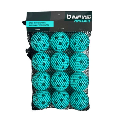 Bandit Sports Popper Plastic Baseballs, Made of Impact Resistant and Rebounding Material, Perfect Practice Baseballs for Baseball & Hitting Ball Training (Pack of 12 Mini Baseball Training Balls)