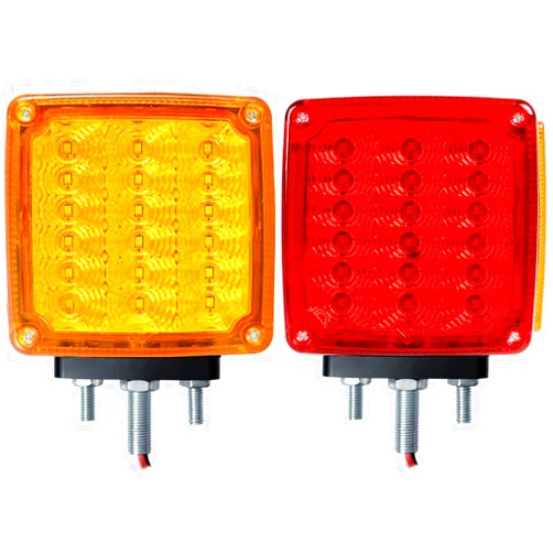 BukNikis LED Pedestal Lights Amber/Red Double Face 39 LED Turn Signal Light stud mount fender lights for Heavy Truck Trailer Freightline Peterbilt Kenworth Mack Western Star (Driver/Passenger Sides, pack of 2)
