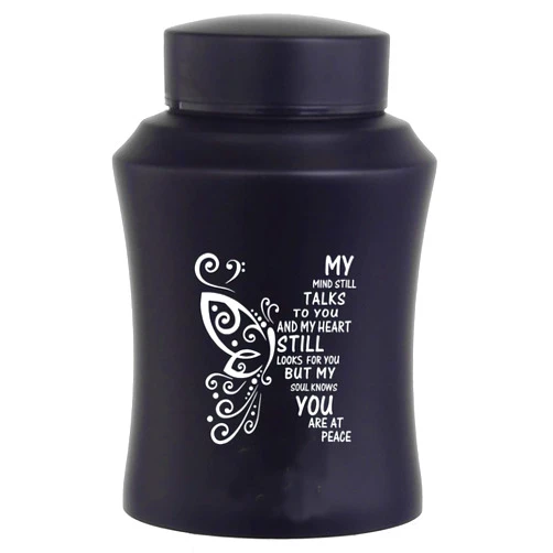 DAIFFUNE 6 Inches Medium Urn for Ashes, Aluminium Small Urn, Cremation Ash Urn, Ashes Holder, Small urn for Family & Loved Ones-Black
