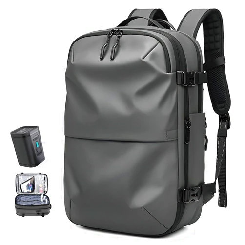 Baiwange Vac Pack Backpack,Travel Airbag Backpack with Vacuum Pump, Expandable Air back with Anti-theft Lock, Vacuum Compression Vacpack Bags with Maintenance Kit, Easy to Carry on Plane