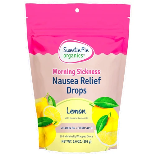 Sweetie Pie Organics Pregnancy Nausea Relief Drops, Soothe First Trimester Morning Sickness, Lemon Flavor, 30 Count