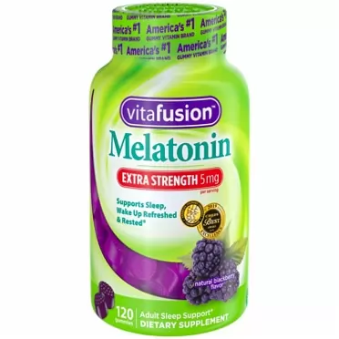 Vitafusion Melatonin BlackBerry Extra Strength, 5mg, 120 Gummies (Family Bundle)
