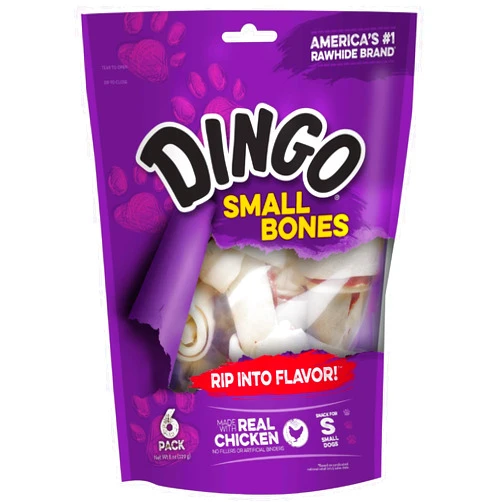 Dingo 156095 Rawhide Bones For Small Dogs, Chicken,White, 6-Count, 8 Ounces