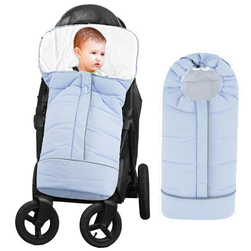 Yoofoss Stroller Cover for Winter, Toddler Stroller Footmuff Universal for Most Stroller, Water Resistant Warm Coral Baby Stroller Bunting Sleeping Bag Blue
