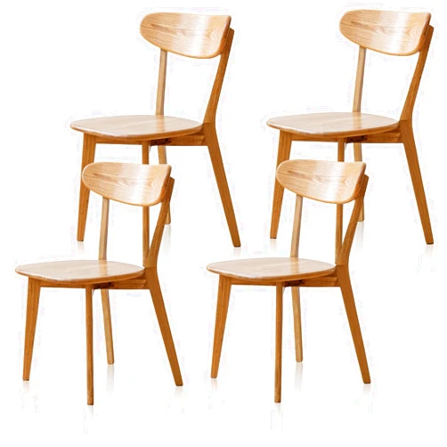 Grewood Oak Wood Dining Chairs - Kitchen Chairs Set of 4 with Comfortable Curved Backrest - Wood Chairs for Dining Room,Living Room - Original Wood Color