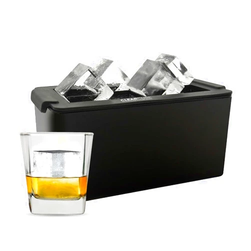 The Original Whiskey Ball Clearcube Crystal Clear Ice Cube Maker - 6 Piece Directional Freezing System - Makes 8 Jumbo 2 Inch Crystal Clear Ice Cubes - No Odor Lid No Freezer Burn - Perfect for Whiskey Cocktails and More