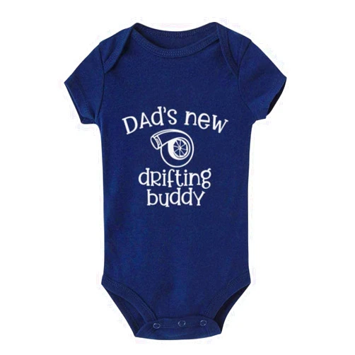Yeavomeny Dad's New Drifting Buddy Infant Long Sleeve Bodysuit Romper Jumpsuit 100% Organic Cotton